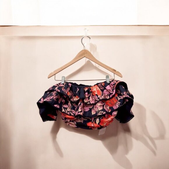 NWT Keepsake the Label Real Love Black Floral Ruffle Blouse Crop Top - Picture 2 of 11